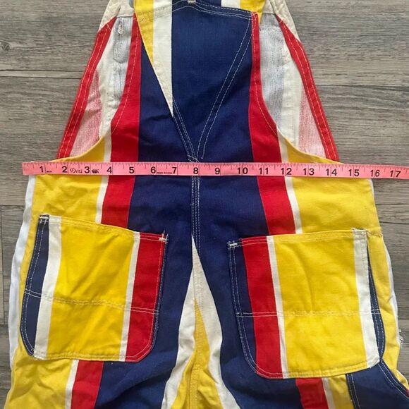 Vintage 50s 60s Red Ball Sanforized Striped Overalls Size 32x29 - Picture 9 of 9